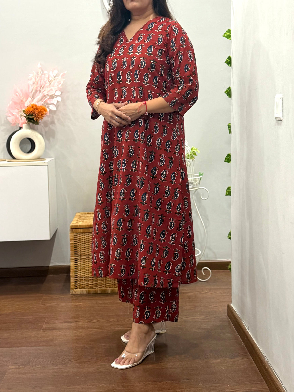 Maroon Paisley A Line Co ord Set