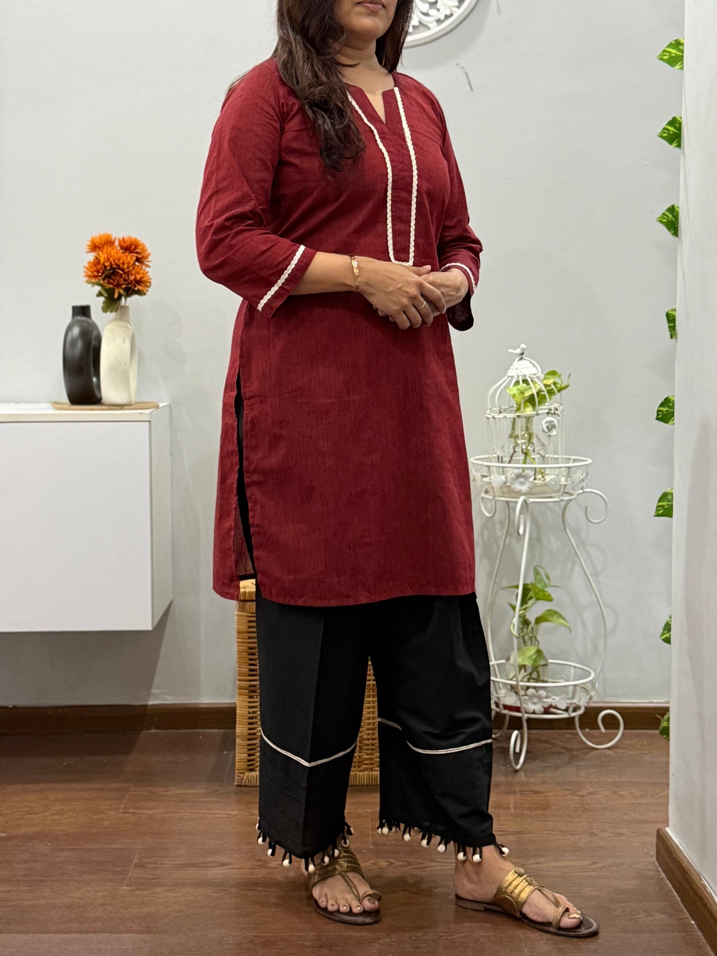 Burgundy Bloom Kurta Salwar Set