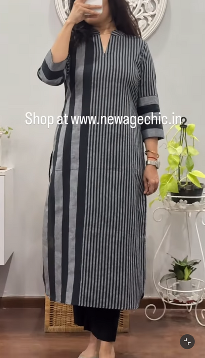 Double Stripes Kurta Palazzo Set