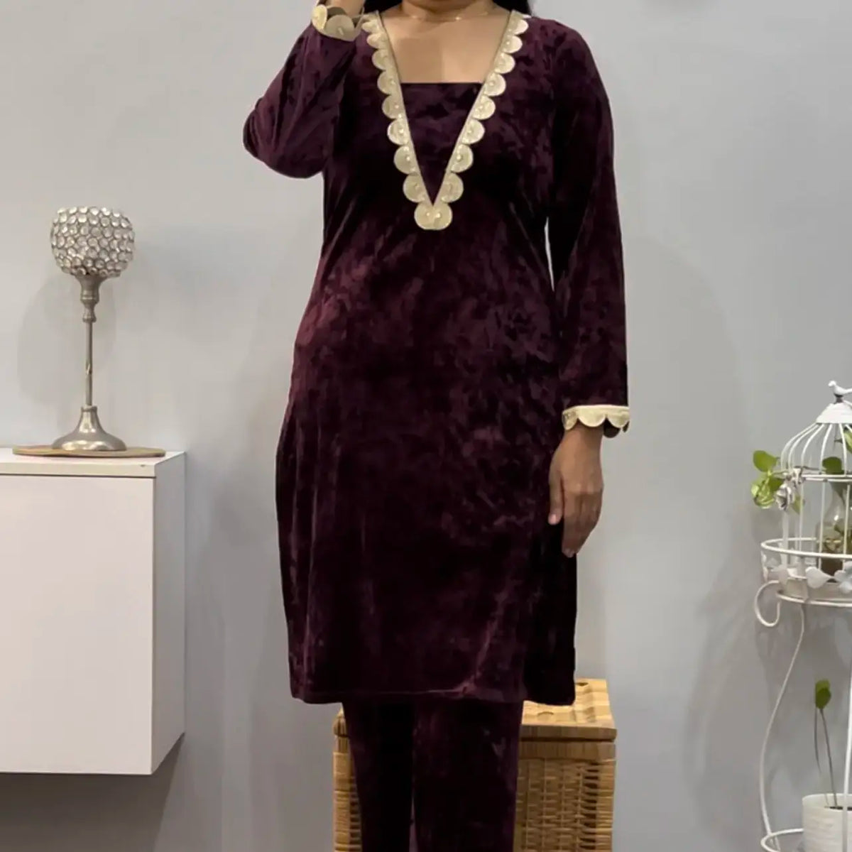 Garnet velvet co-ord set