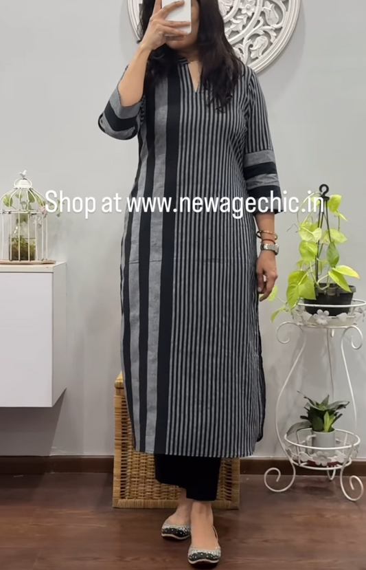 Double Stripes Kurta Palazzo Set