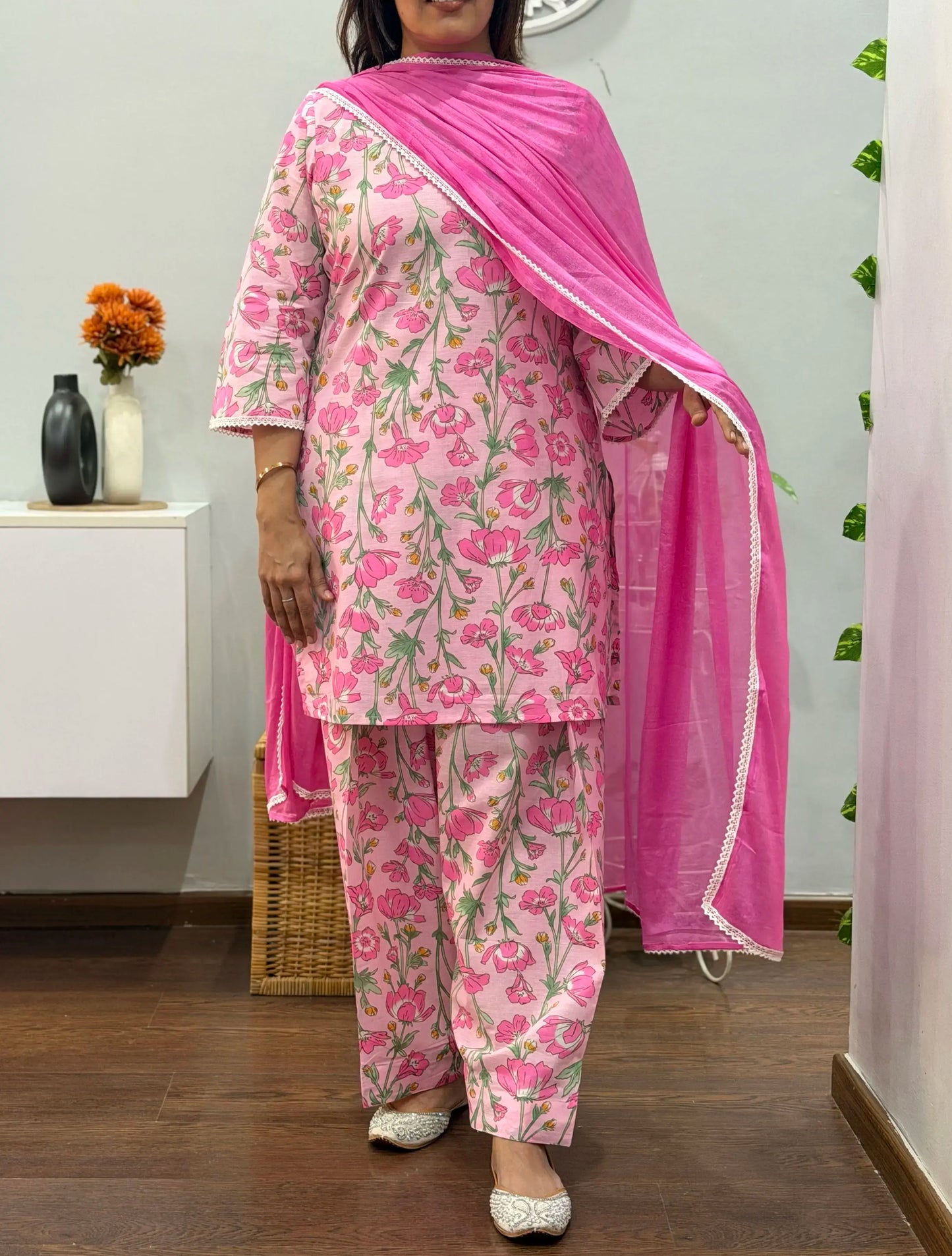 Pink Fantasy Suit Set With Farshi Salwar