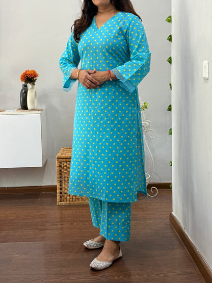 Turquoise Polka Co ord Set