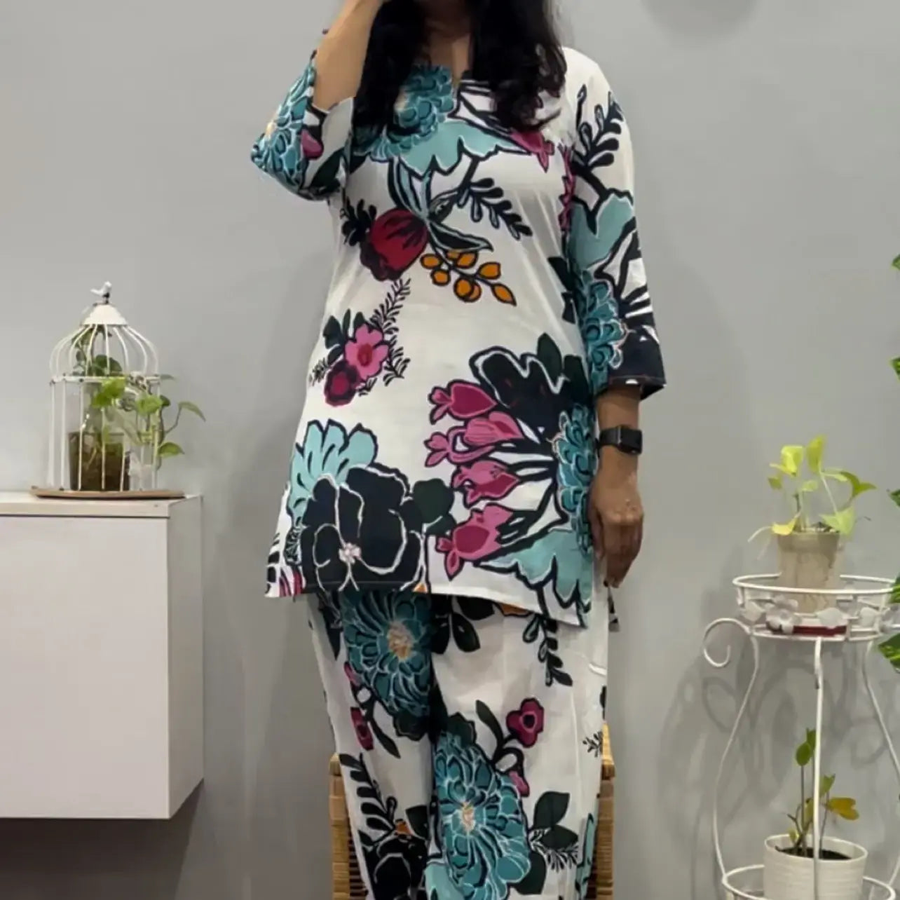 Graceful White Afgani Co-ord set