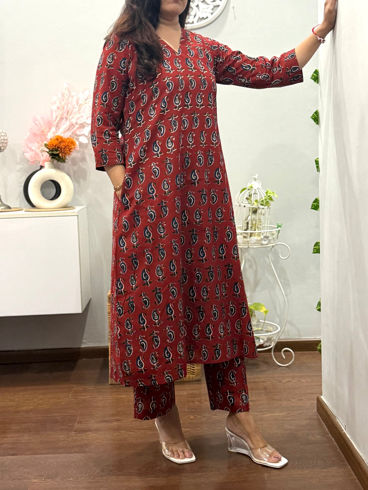 Maroon Paisley A Line Co ord Set