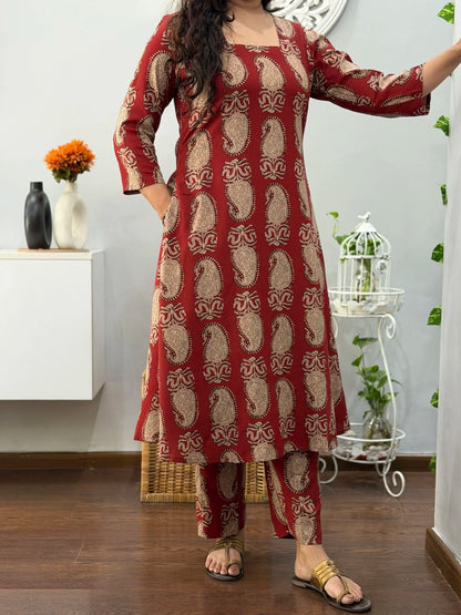 Rust Paisley A Line Co ord Set 2
