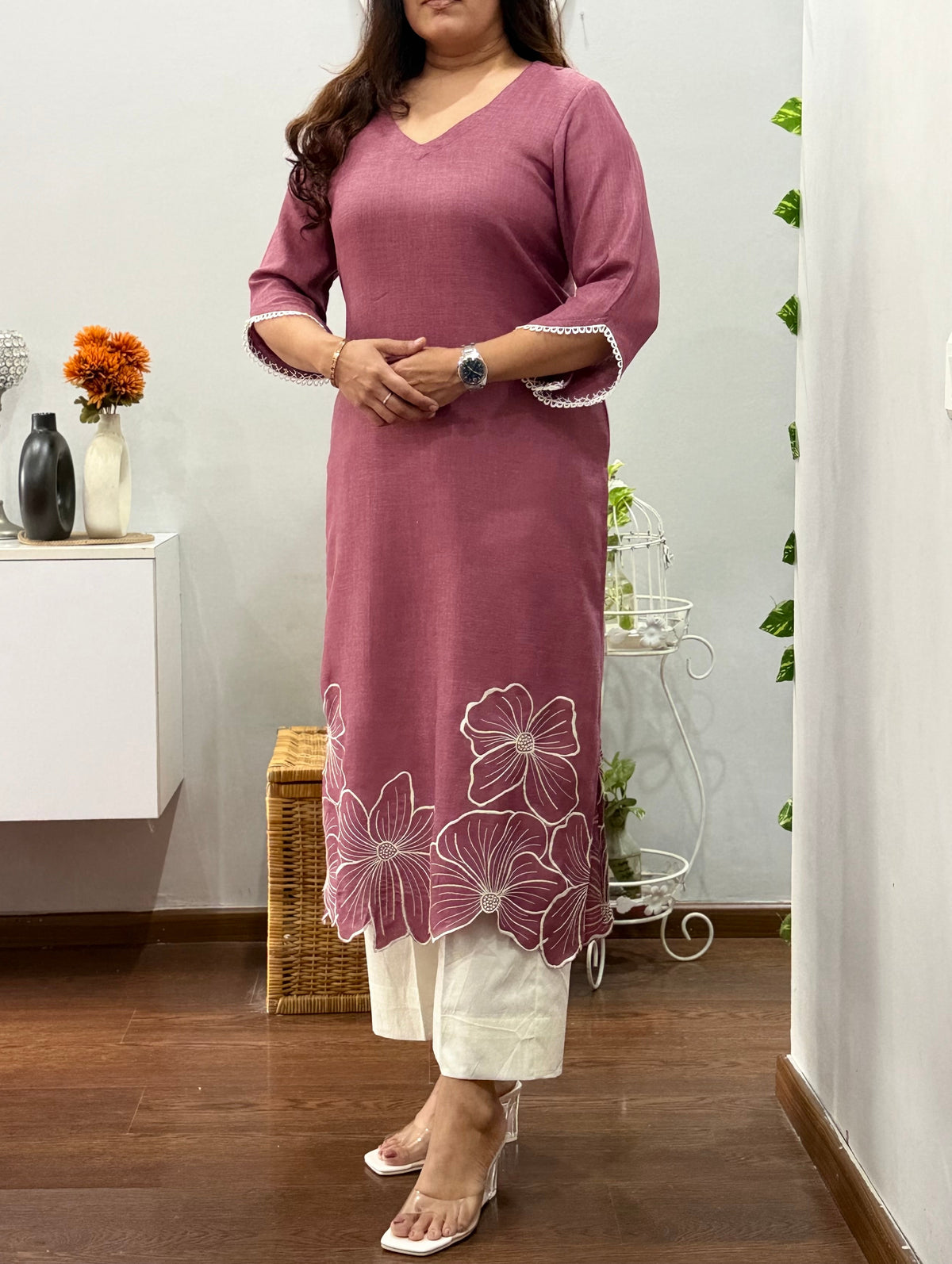 Vaishnavi Kurta Palazzo Set - Mauve Pink