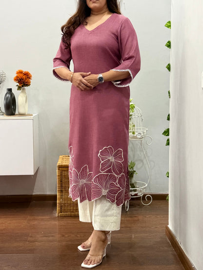 Vaishnavi Kurta Palazzo Set - Mauve Pink