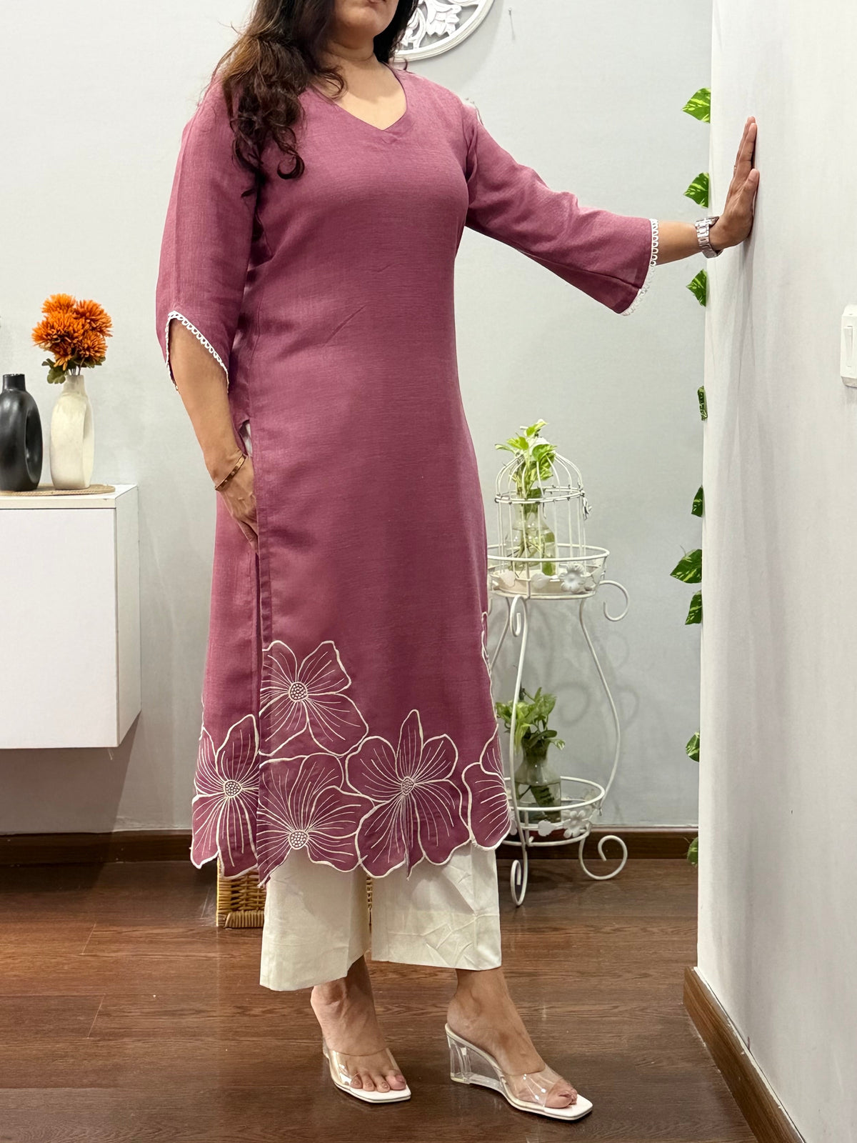 Vaishnavi Kurta Palazzo Set - Mauve Pink
