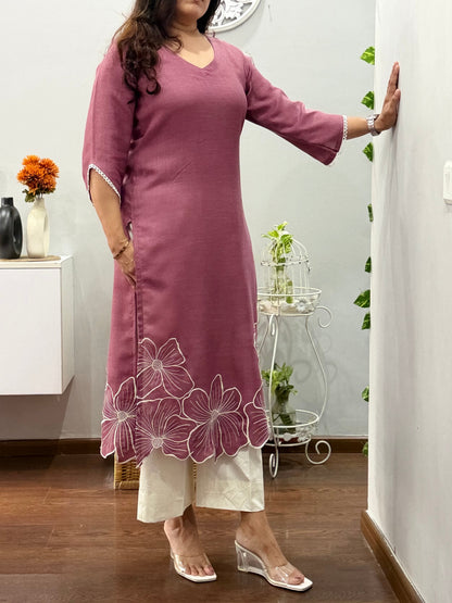 Vaishnavi Kurta Palazzo Set - Mauve Pink