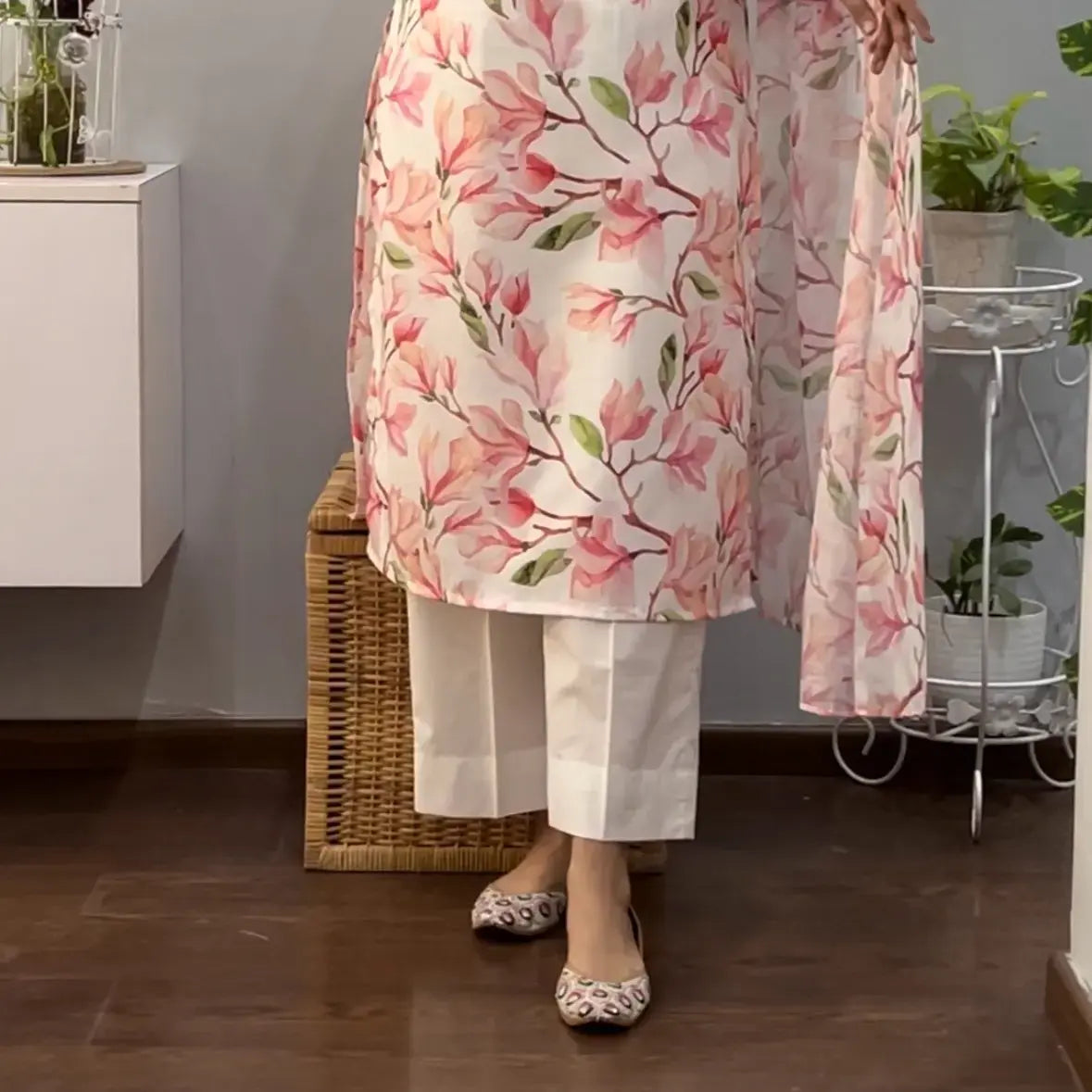 Linen cotton suit with linen dupatta 2