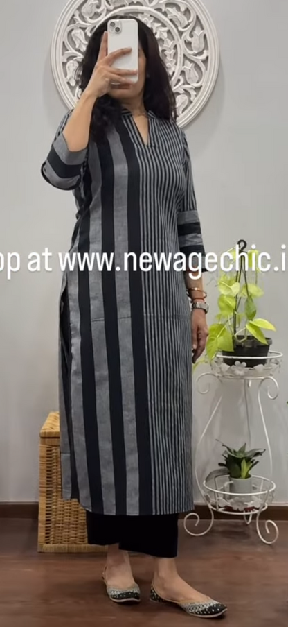 Double Stripes Kurta Palazzo Set