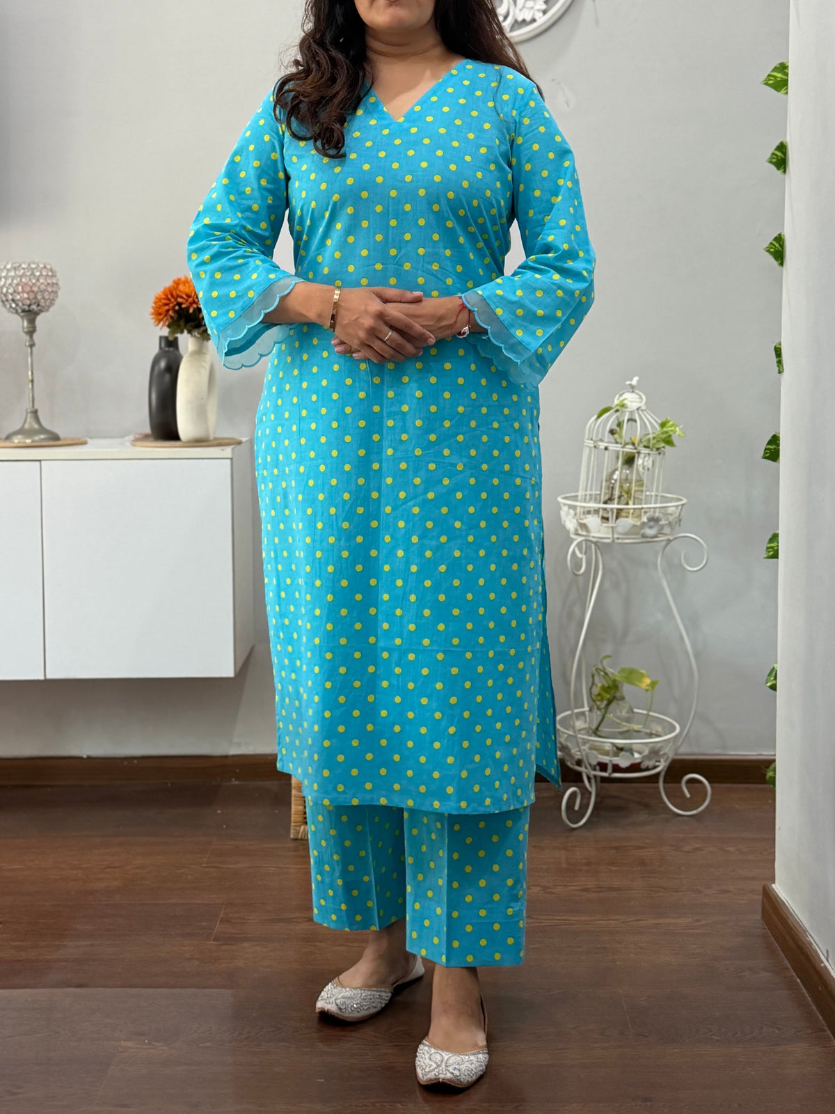 Turquoise Polka Co ord Set