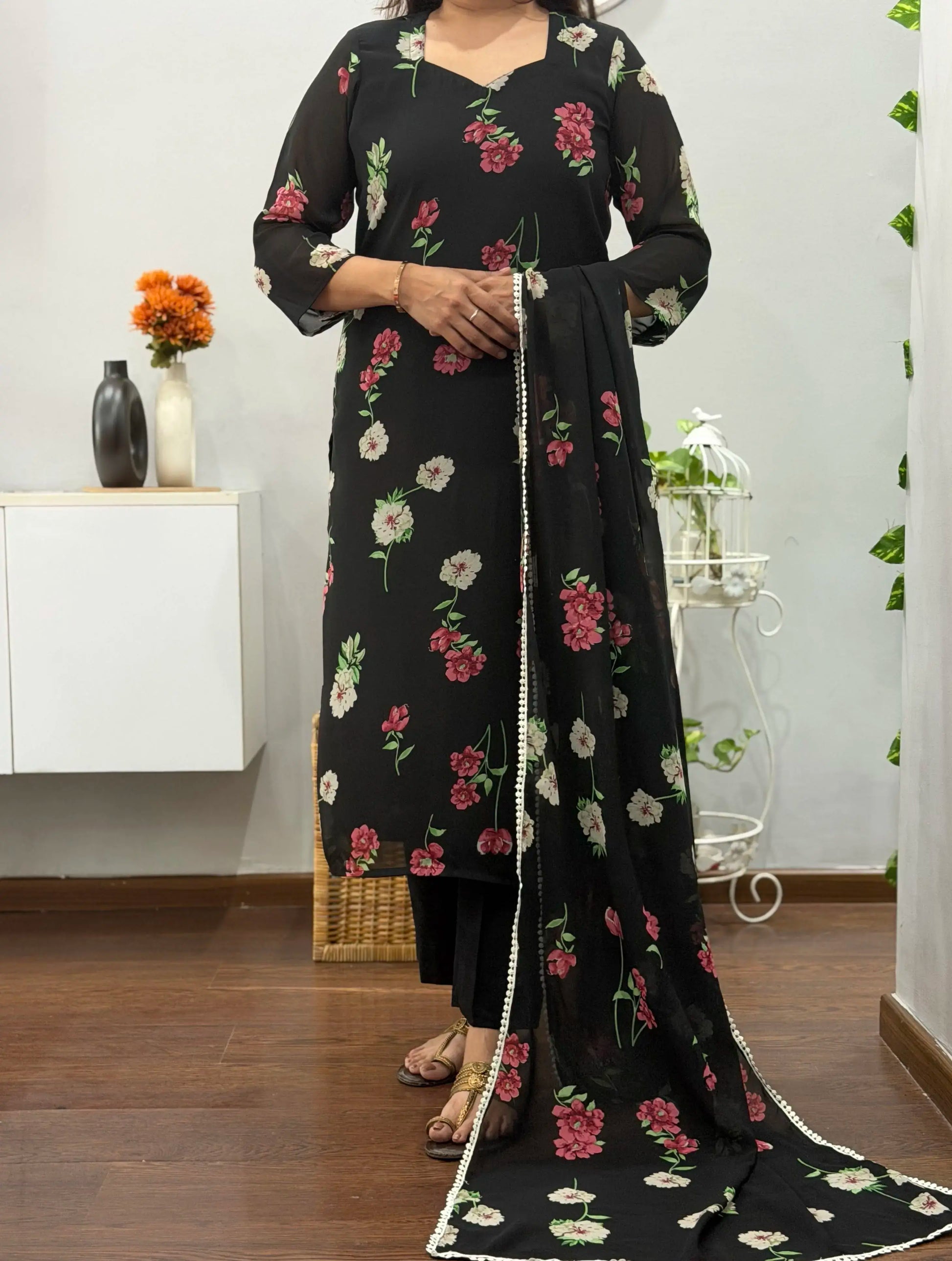 Black Bloom Suit Set