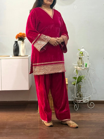 Haya Velvet Kurta Farshi Salwar Set