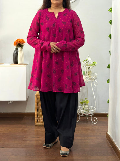 Pink  Morpankh Umbrella Kurta Farshi Salwar Set