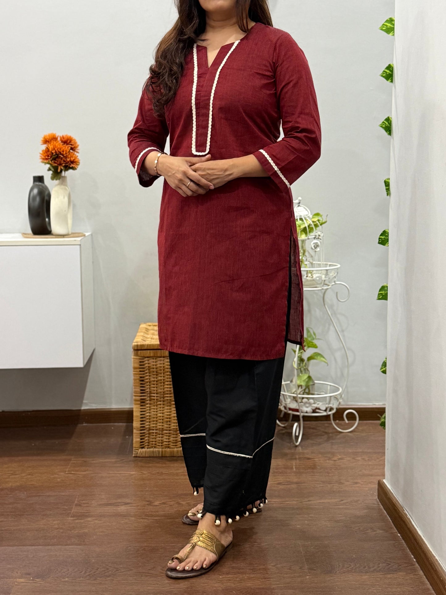 Burgundy Bloom Kurta Salwar Set