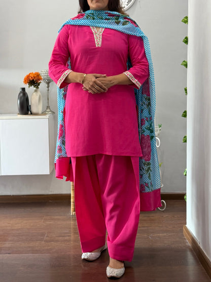 Pink Charm Suit Set with Farshi Salwar