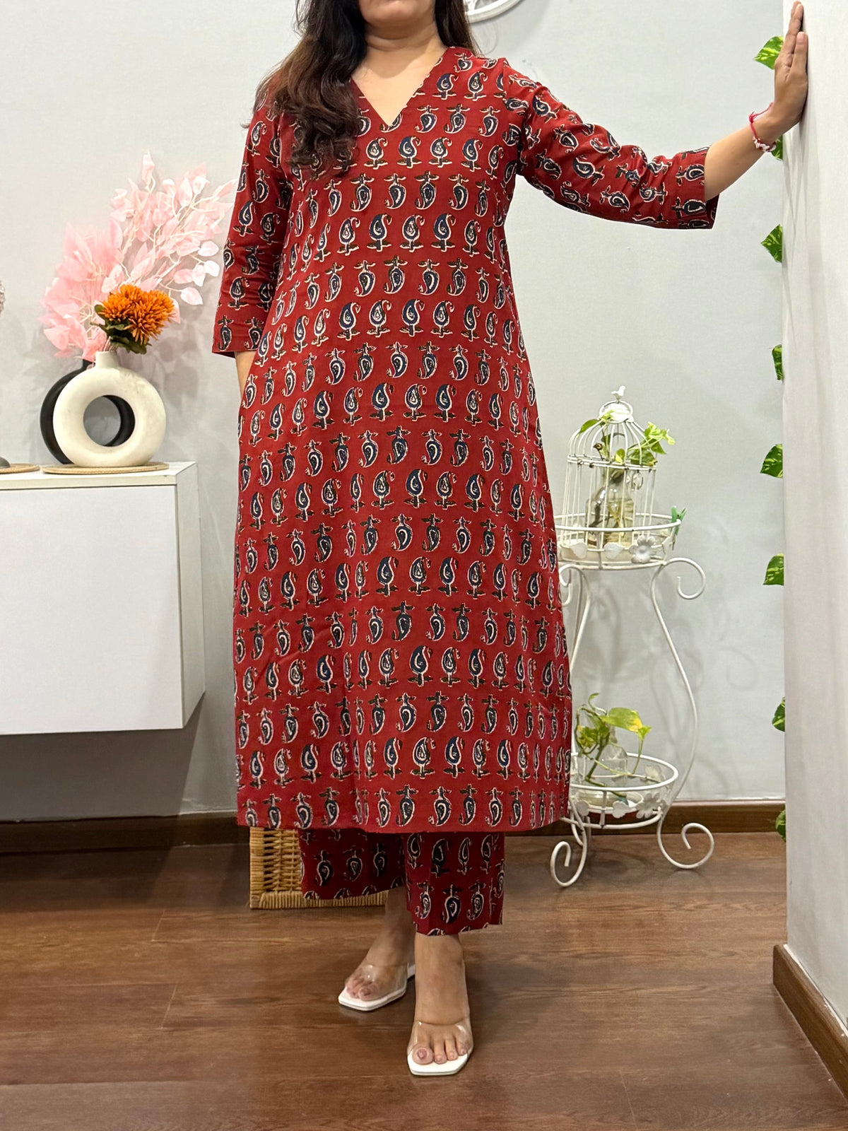 Maroon Paisley A Line Co ord Set