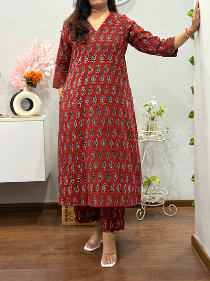 Maroon Paisley A Line Co ord Set