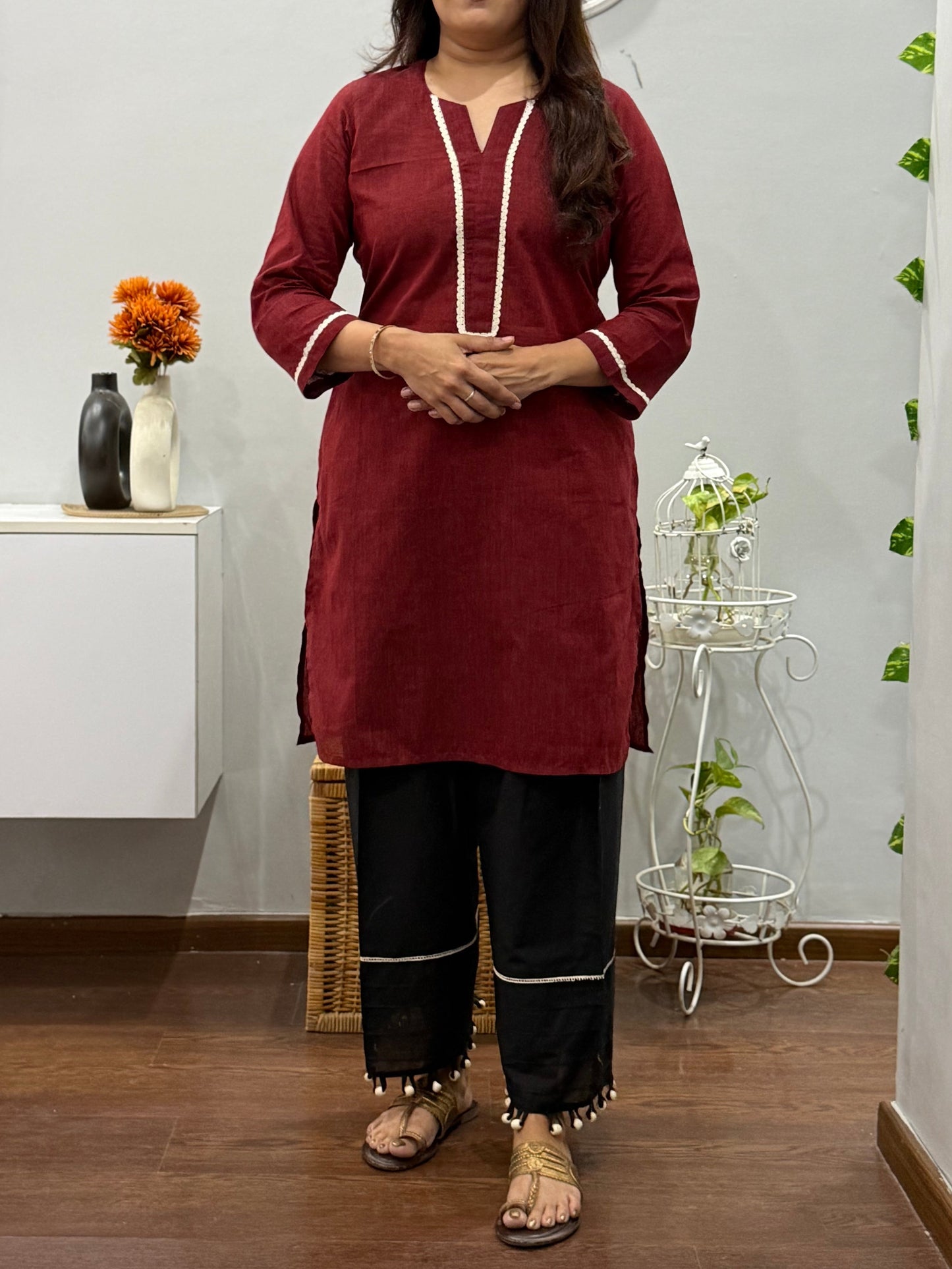 Burgundy Bloom Kurta Salwar Set