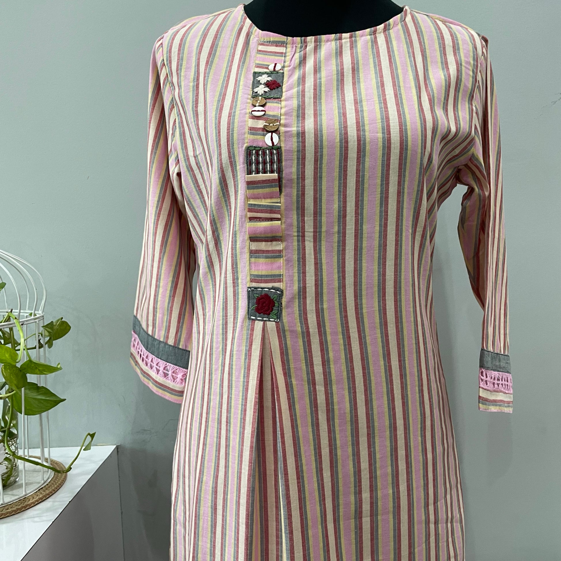 Stripes high low kurta palazzo set 2