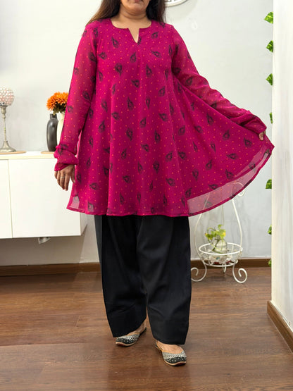 Pink  Morpankh Umbrella Kurta Farshi Salwar Set