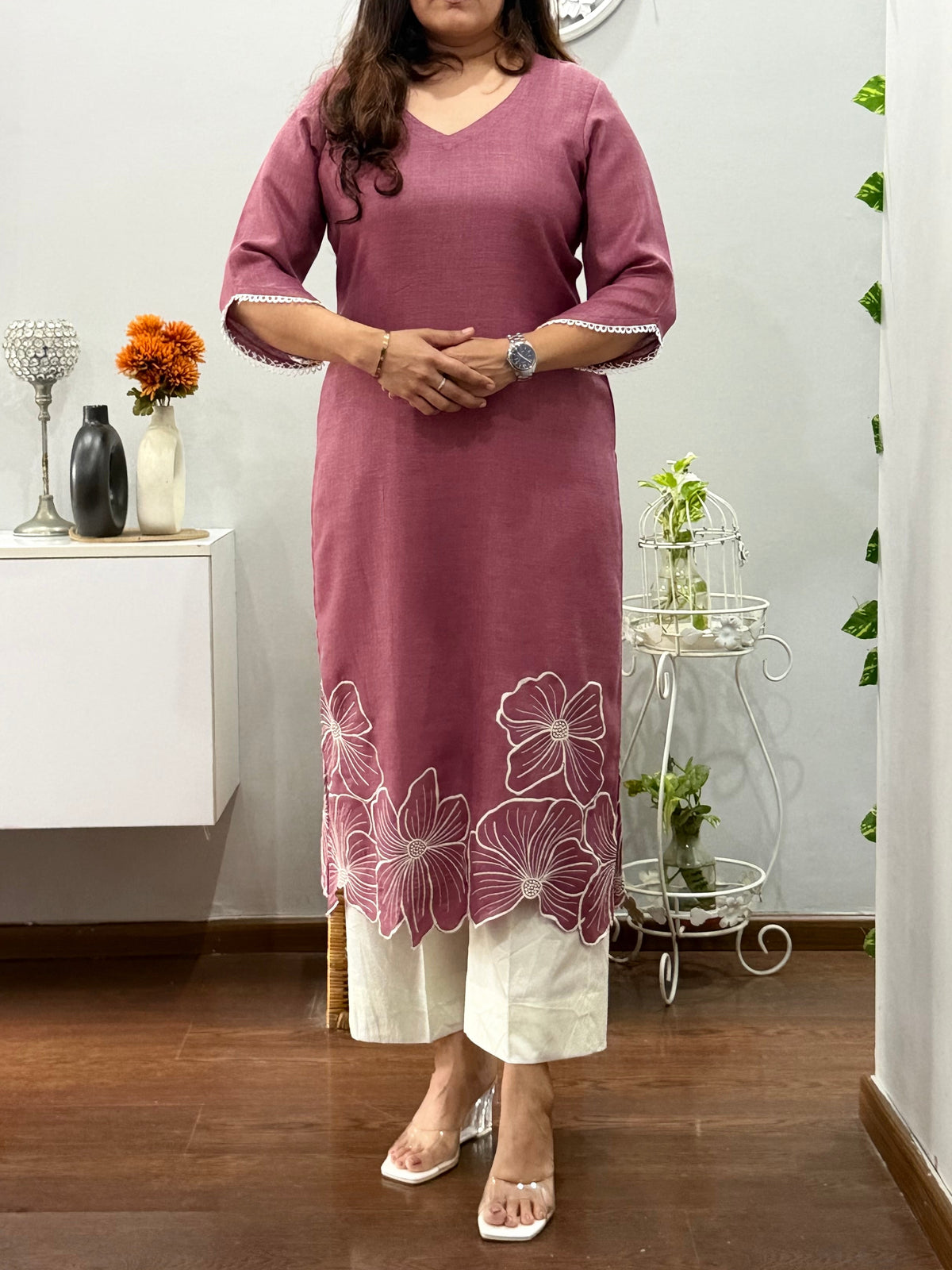 Vaishnavi Kurta Palazzo Set - Mauve Pink