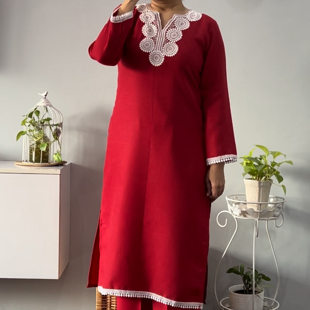 Soulful red winter Co-ord set spun