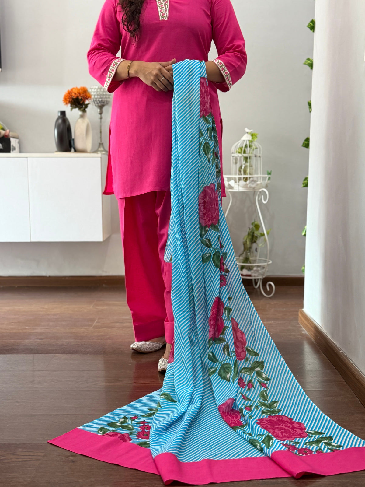 Pink Charm Suit Set with Farshi Salwar