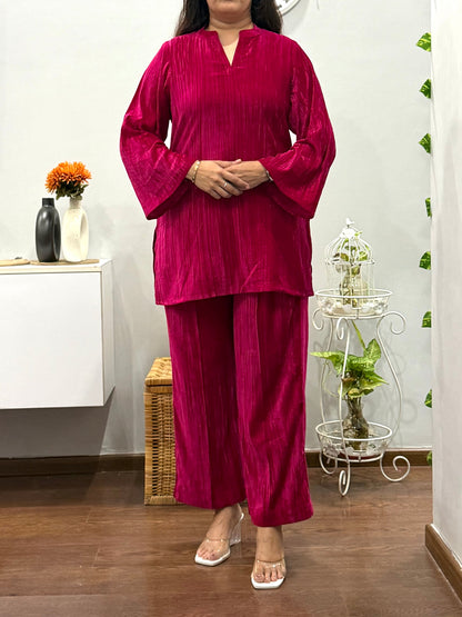 Regal Ruby Velvet Co-ord Set