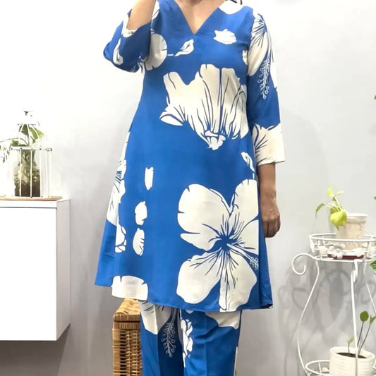 White Hibiscus A line  Co-ord Set