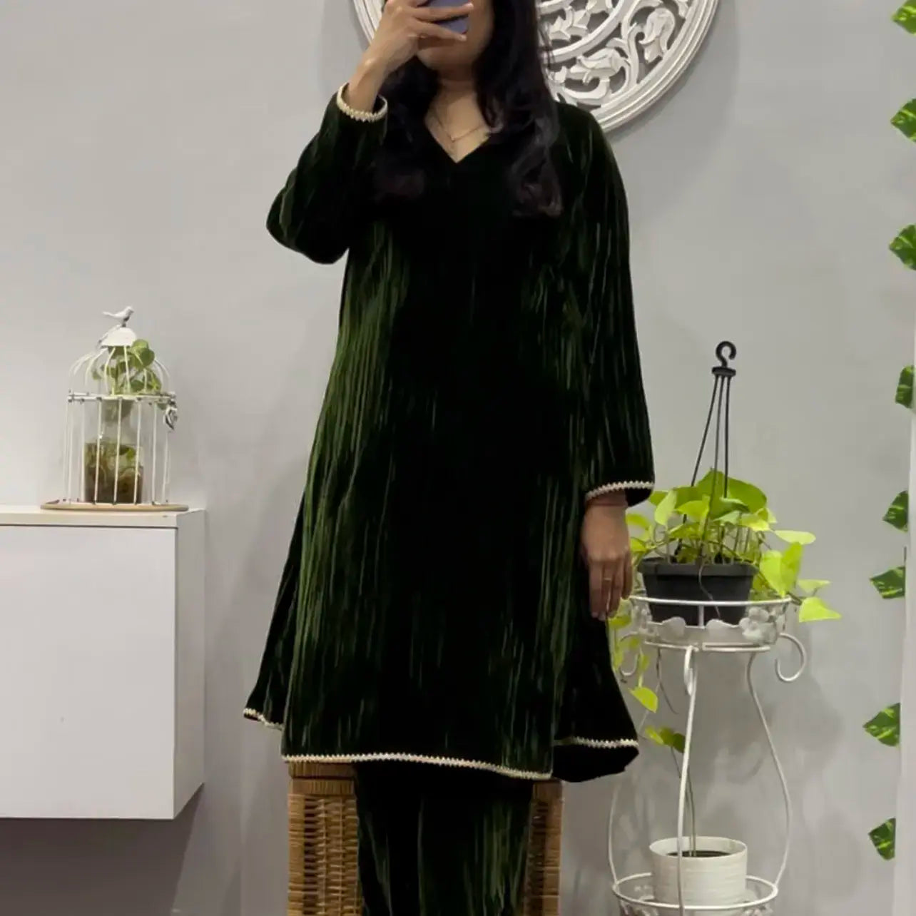 Green Crush Velvet Winter Co-ord Set