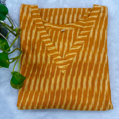 Golden yellow ikkat kurta 2