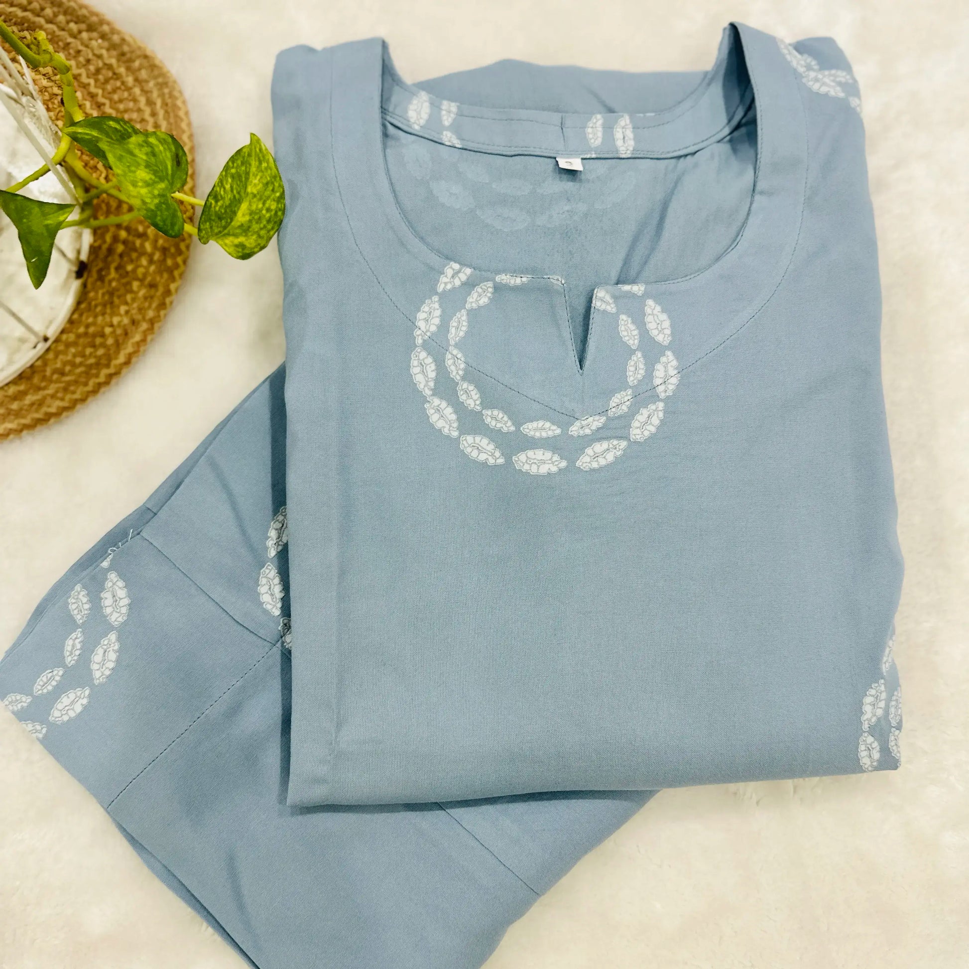 Dhruvi A line Co-ord set powder blue 4