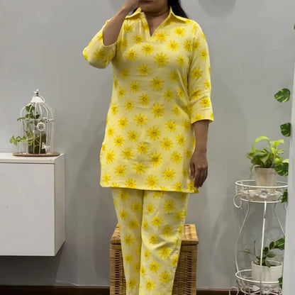 Smiley Sun Mul Cotton Co-ord set