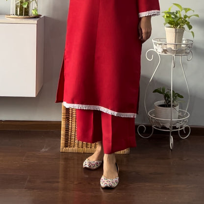 Soulful red winter Co-ord set spun 2