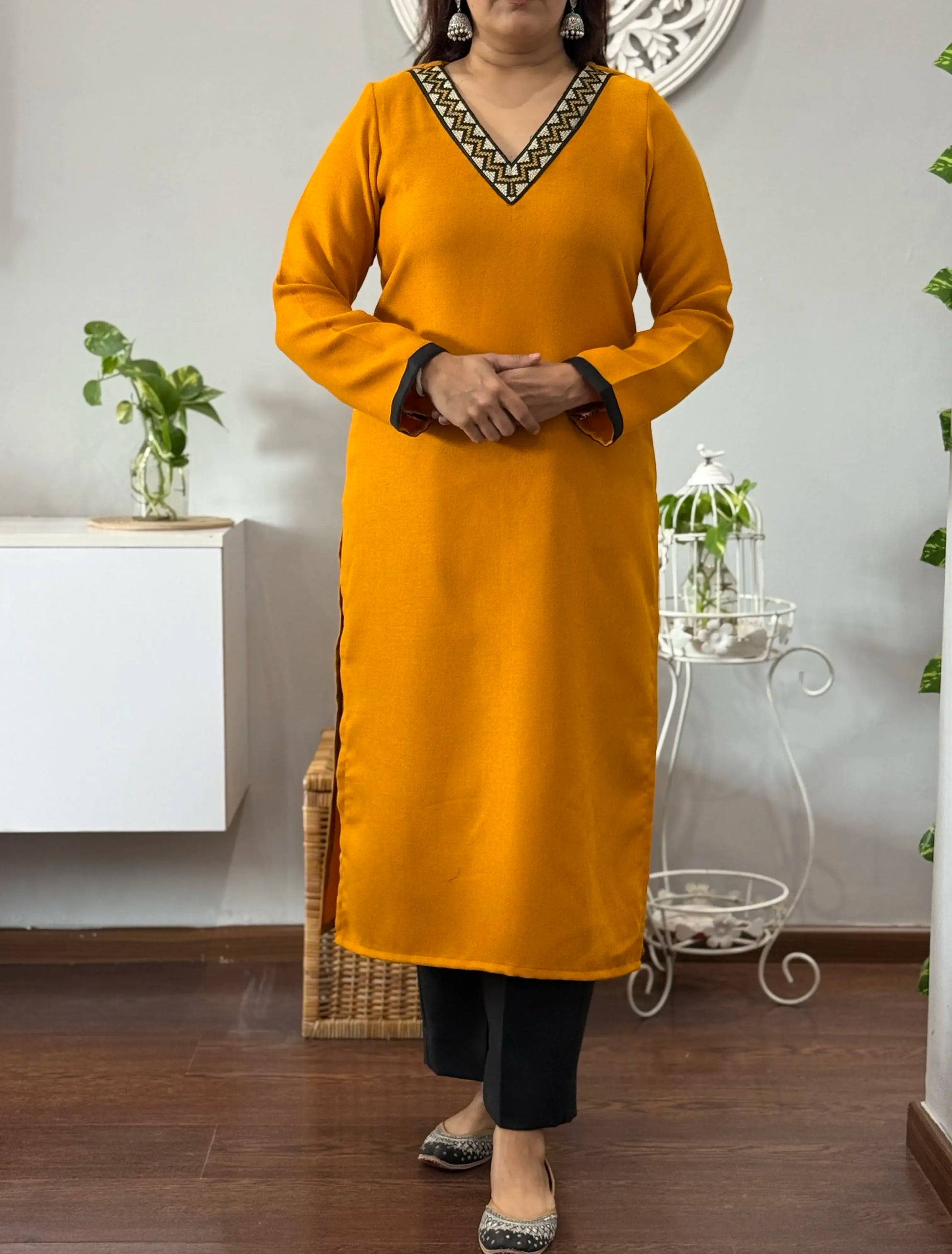 Mustard Aura Winter Kurta Palazzo Set