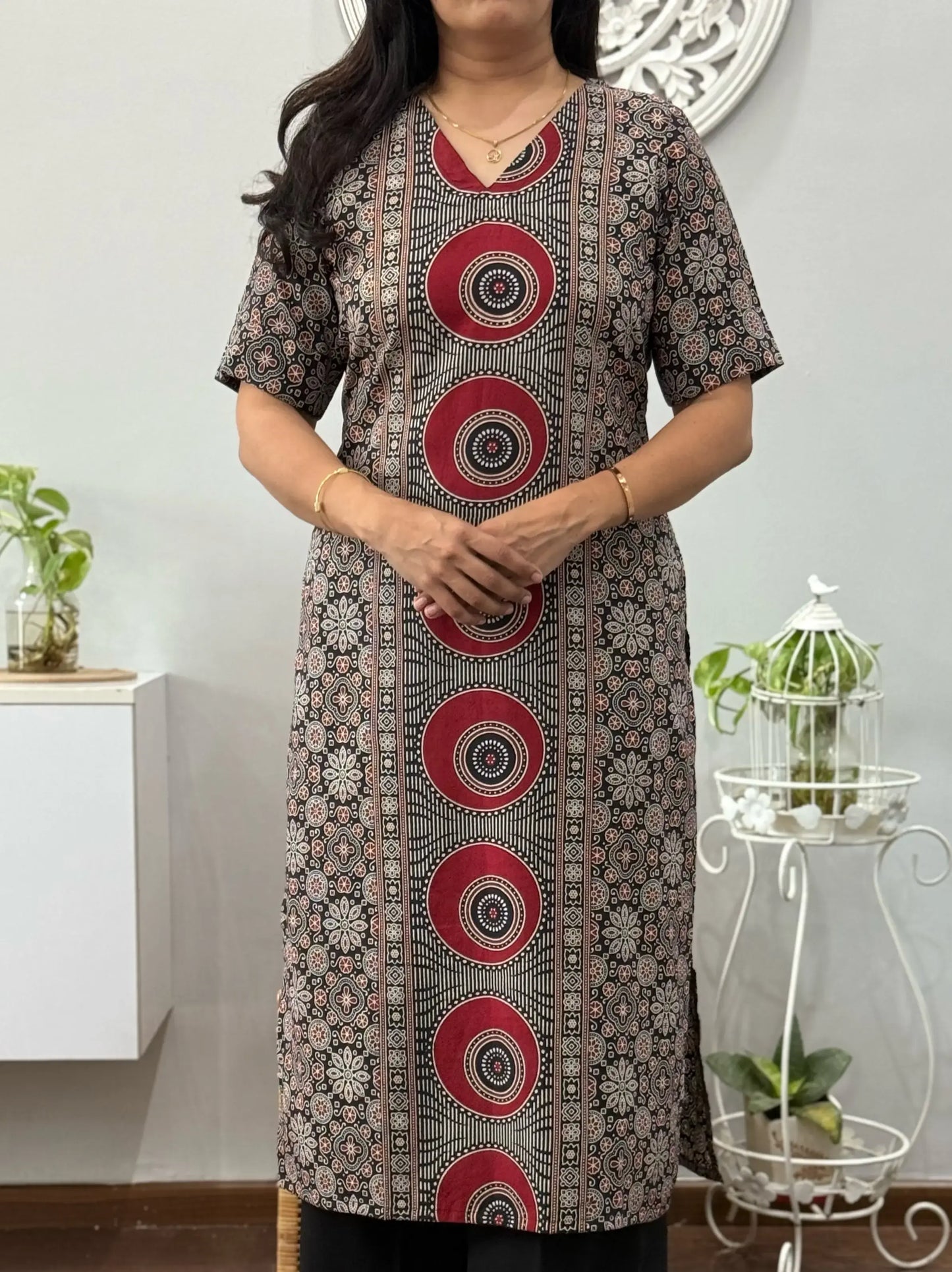 Ajrakh print kurta Black