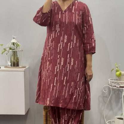 Rust Tie and Dye Print Co-ord Set