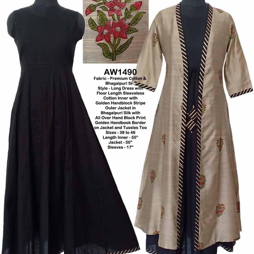 Cotton dress with bhagalpuri jacket
