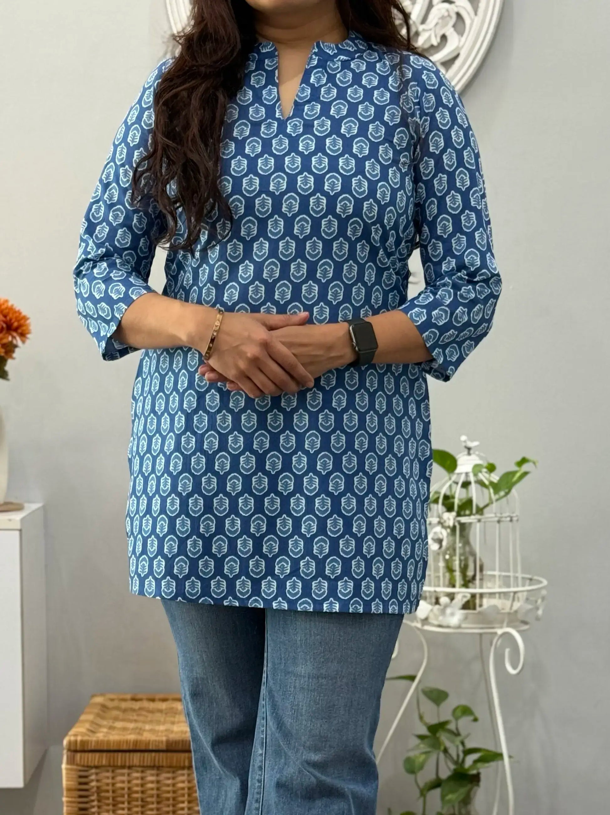 Indigo Cotton Short Kurti