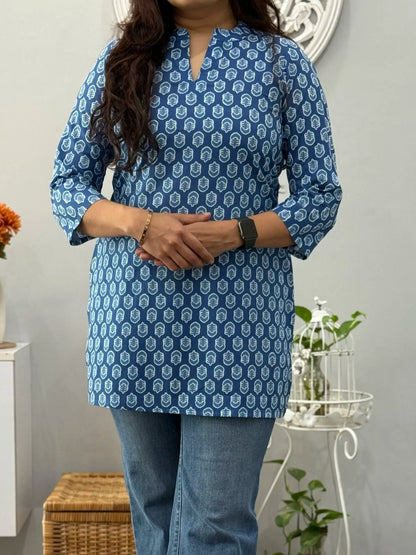 Indigo Cotton Short Kurti
