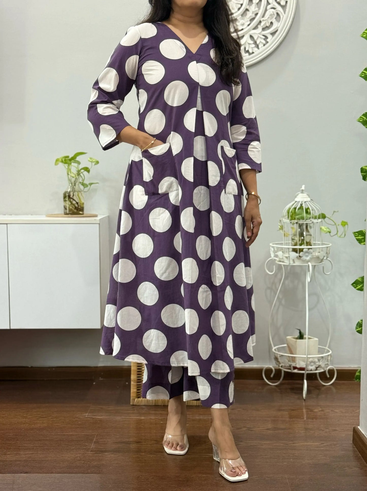 Purple Polka A Line Co Ord Set 2