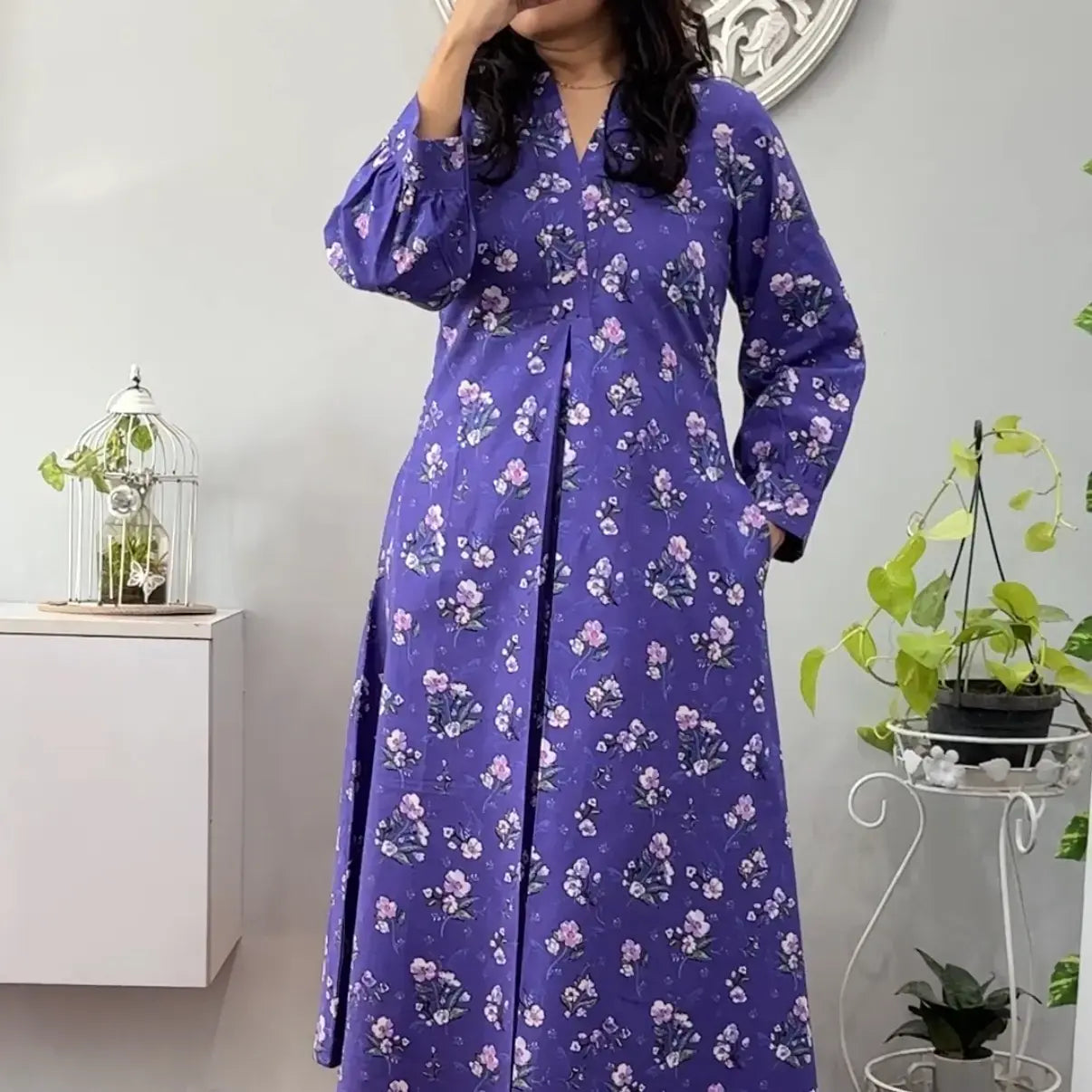 Lavender Flroal A line Dress