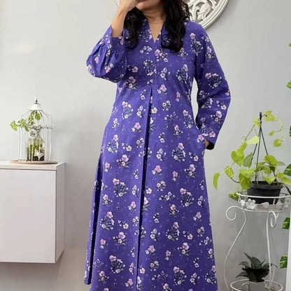 Lavender Flroal A line Dress