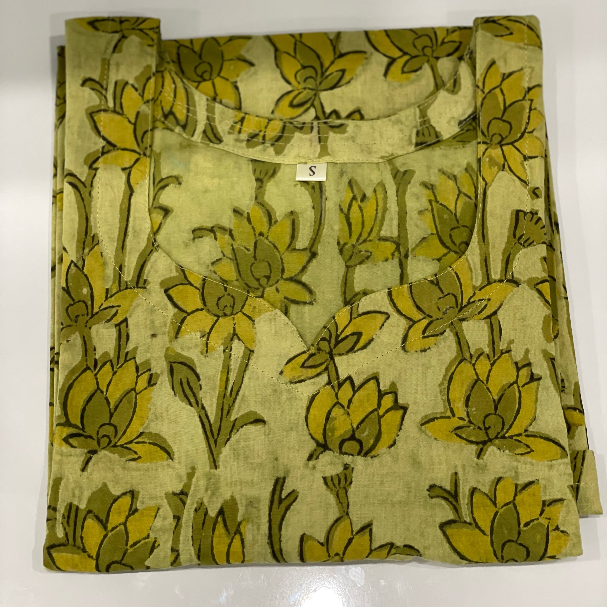 Mehendi Green Ajrakh short kurti