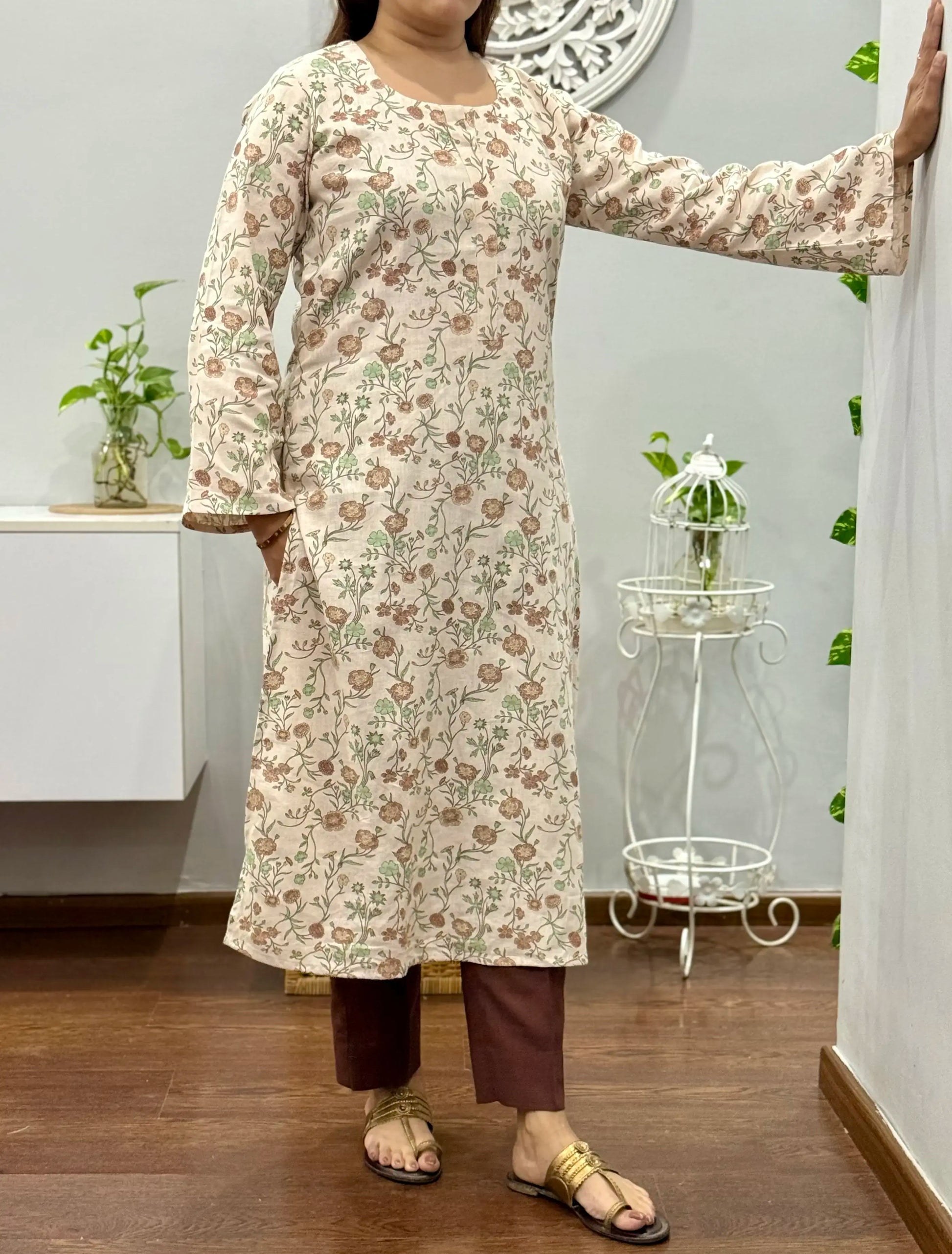 Mocha Florals Kurta Palazzo Set 2