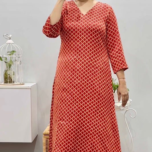 Mushroo Silk Ajrakh A line - Rust