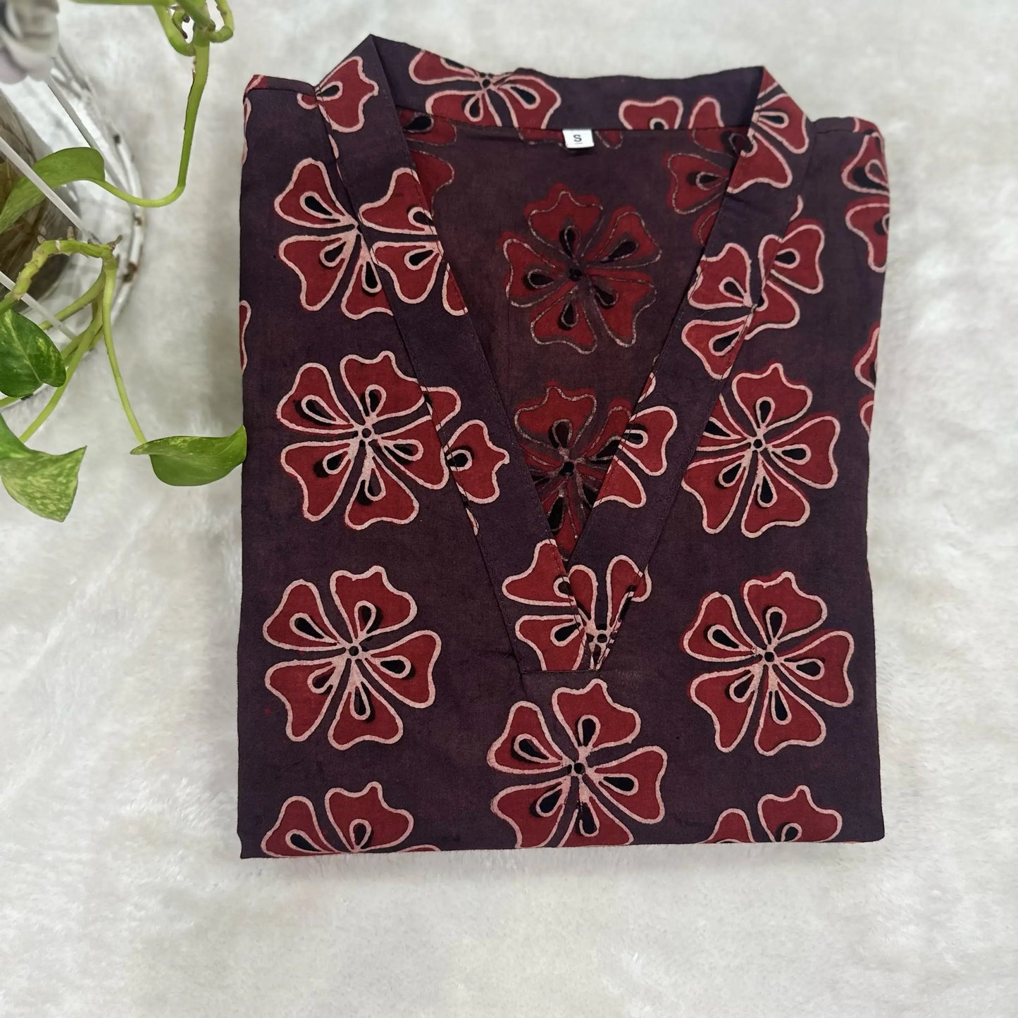 Ajrakh bloom kurta - Brown 2